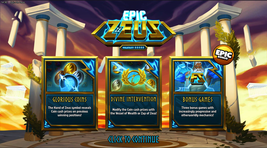 Epic Ze Zeus slot features