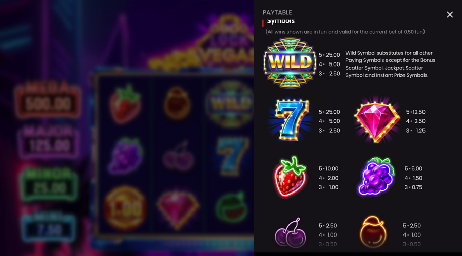 Viva Lock Vegas Slot paytable