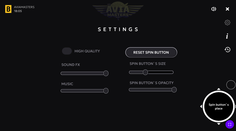 Avia Masters Crash game settings