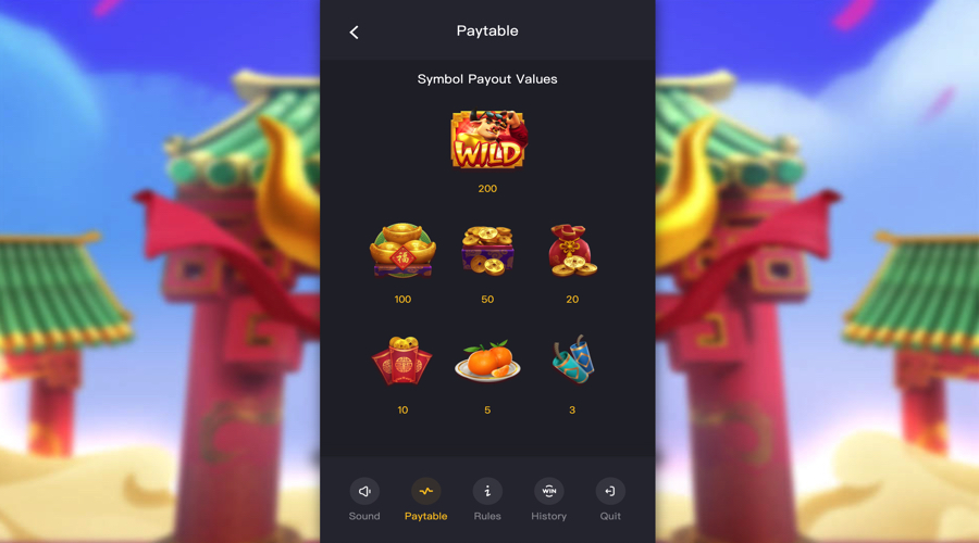 Fortune Ox Slot paytable