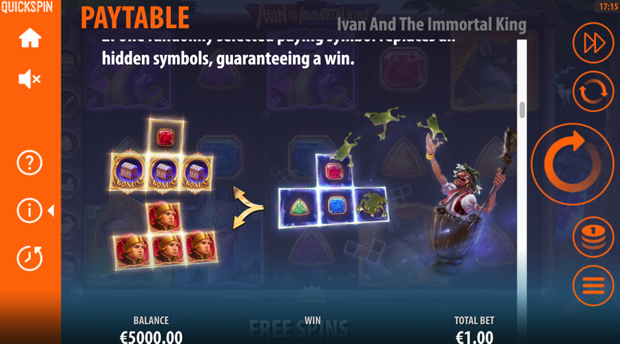 Ivan and the Immortal King Slot paytable