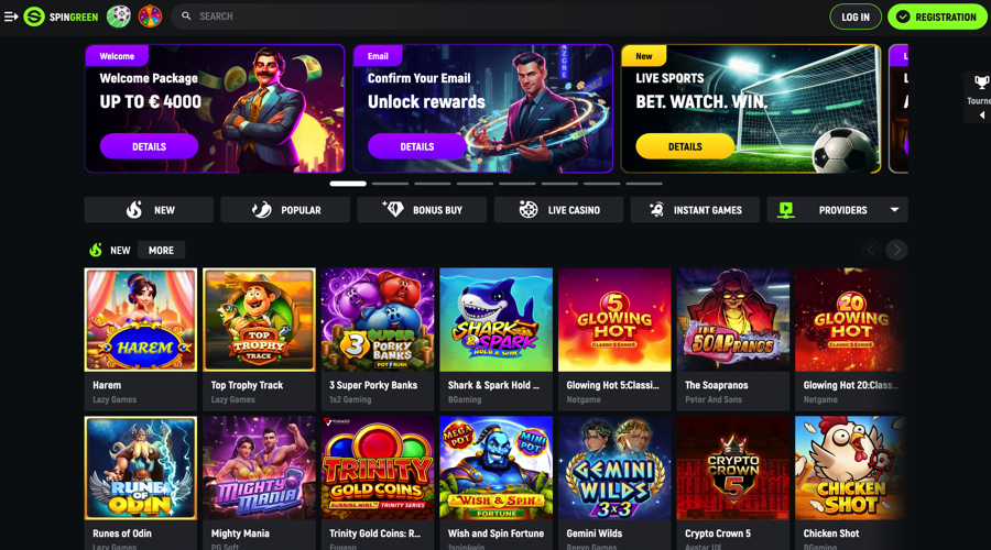 Spingreen Casino Free Spins
