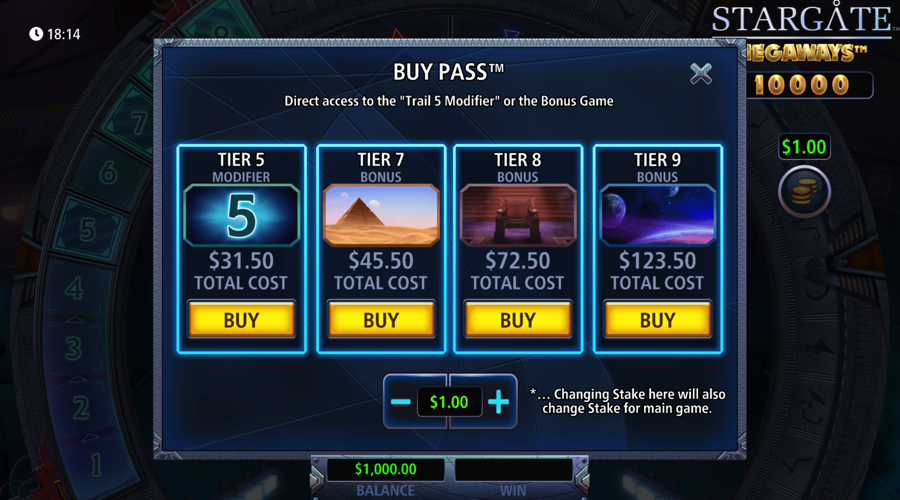 Stargate Megaways buy pass bonus