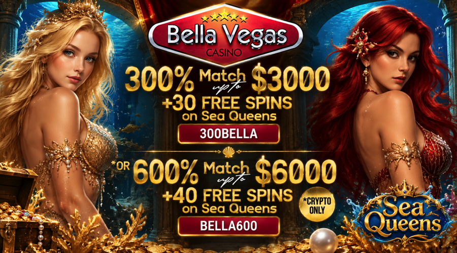 30 Free Spins Bonus Code on Sea Queens Slots