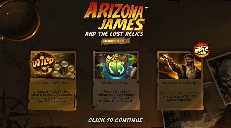 Arizona James and the Lost Relics slot features