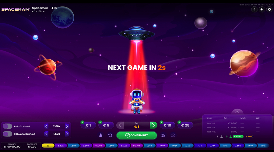 Spaceman crash demo - Pragmatic Play