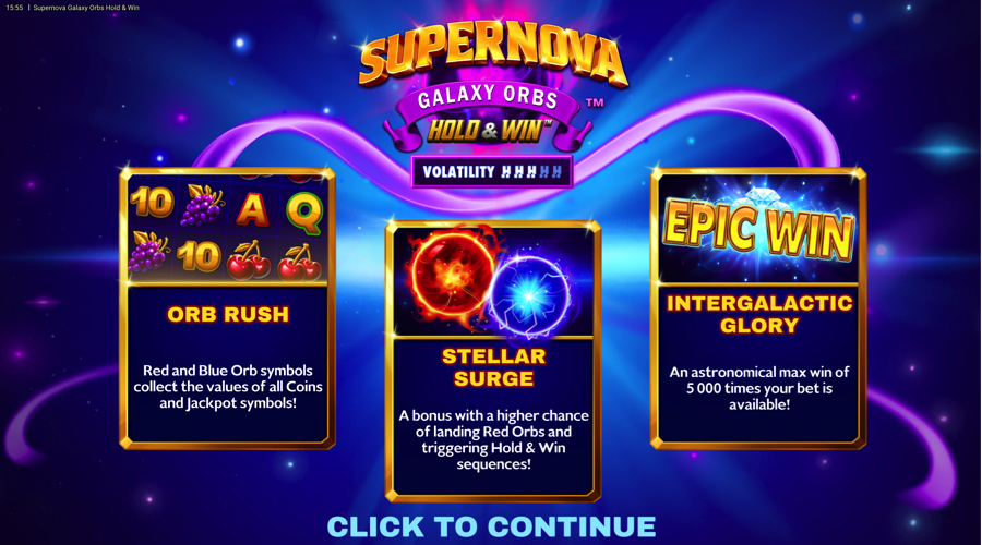 Supernova Galaxy Orbs slot features