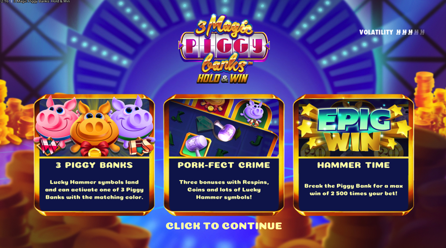 3 Magic Piggy Banks Hold & Win slot features