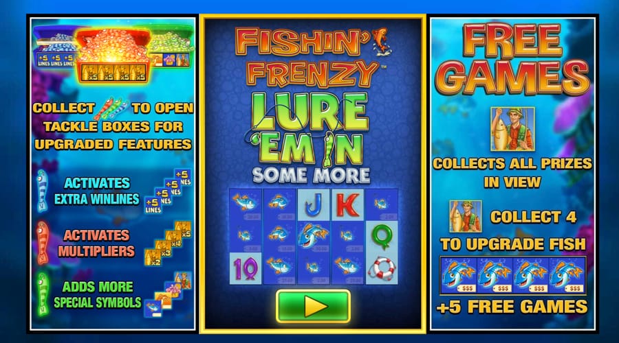 Fishin' Frenzy Lure 'Em In Some More slot features